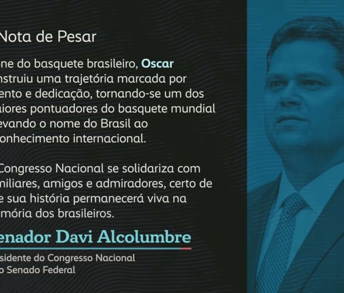Vídeo: Davi Alcolumbre manifesta pesar pela morte de Oscar Schmidt